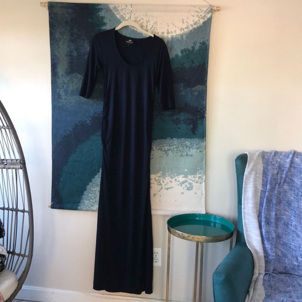 Navy blue maternity maxi dress